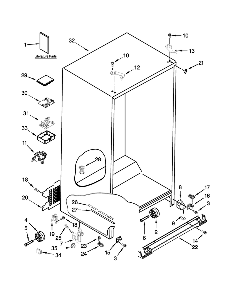 Cabinet Parts Diagram and Parts List for KSC24C8EYP04  KitchenAid Refrigerator