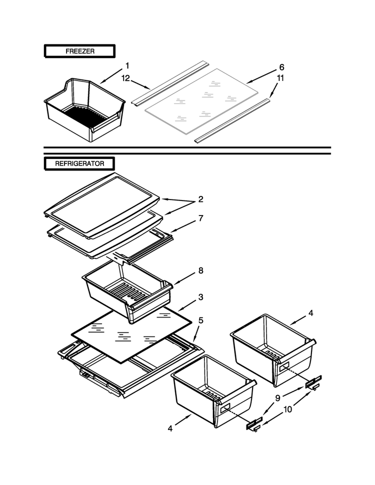 Shelf Parts Diagram and Parts List for W8RXNGMBD01  Whirlpool Refrigerator