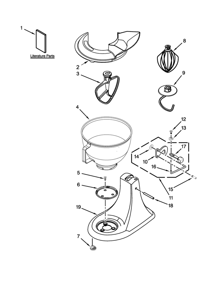 Base And Pedestal Unit Parts Diagram and Parts List for KSM88PSQ3WH0  KitchenAid Mixer