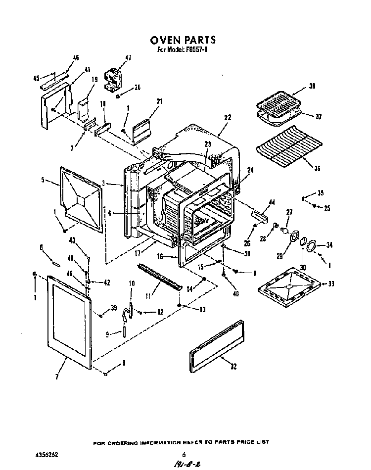 Oven Diagram and Parts List for F8557*1  Roper Range