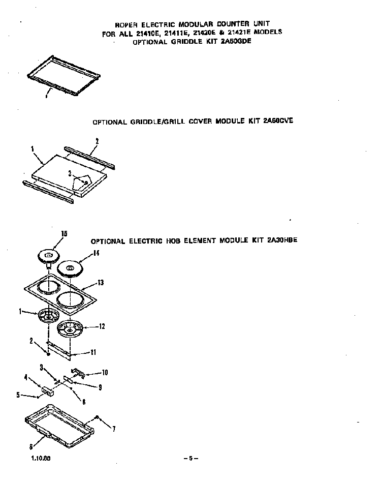 ^griddle Diagram and Parts List for 2142*0E  Roper Range
