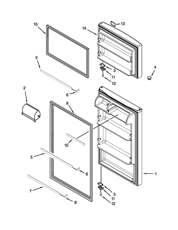Door Parts Diagram and Parts List for W8RXCGFXQ03  Whirlpool Refrigerator