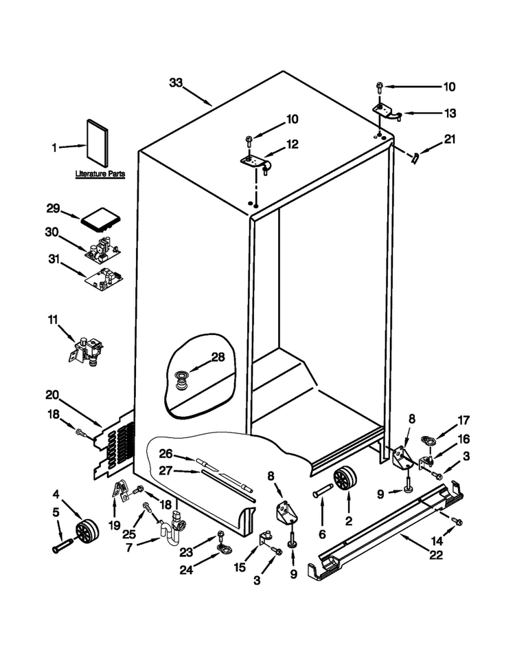 Cabinet Parts Diagram and Parts List for KSC24C8EYP03  KitchenAid Refrigerator