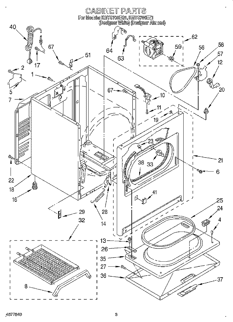 CABINET Diagram and Parts List for KGYS700EQ1  KitchenAid Dryer
