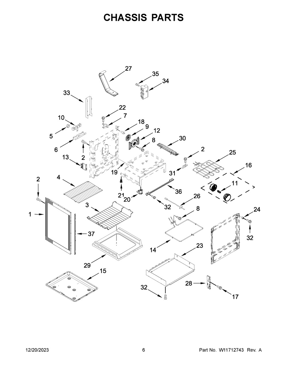 Chassis Parts Diagram and Parts List for KFEG504KPS4  KitchenAid Range