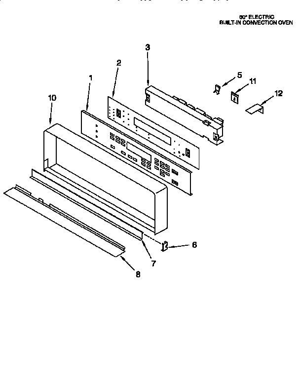 Control Panel Diagram and Parts List for KEBS107BBWH3  KitchenAid Wall Oven