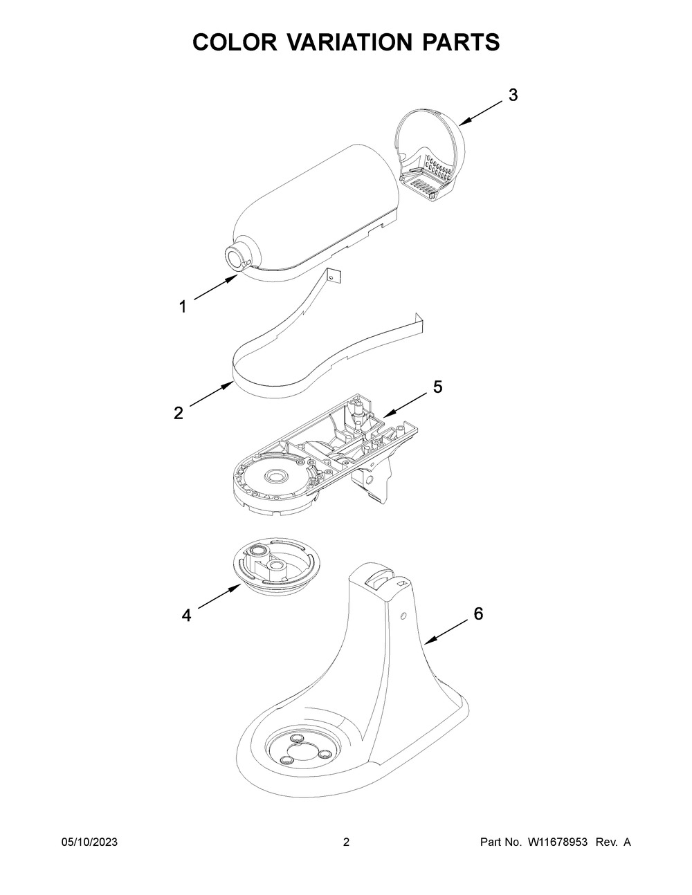 Color Variation Parts Diagram and Parts List for KSM120MC5  KitchenAid Mixer