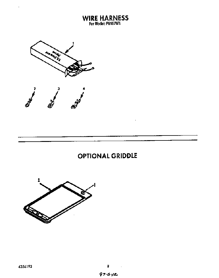 Wire Harness Diagram and Parts List for F9157*1  Roper Range