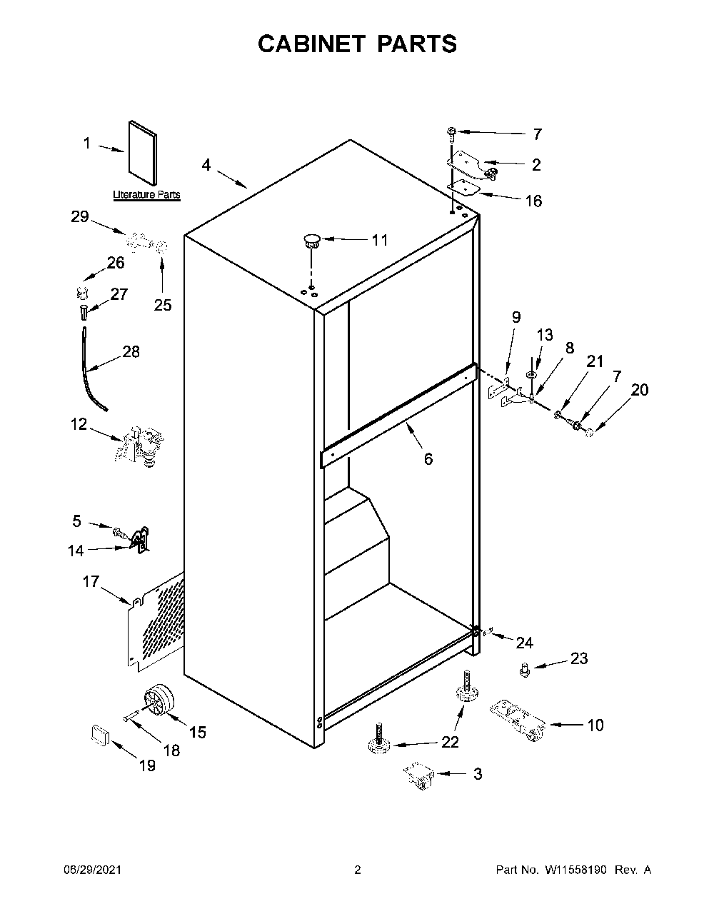 02 - Cabinet Parts Diagram and Parts List for WRT519SZDG04  Whirlpool Refrigerator