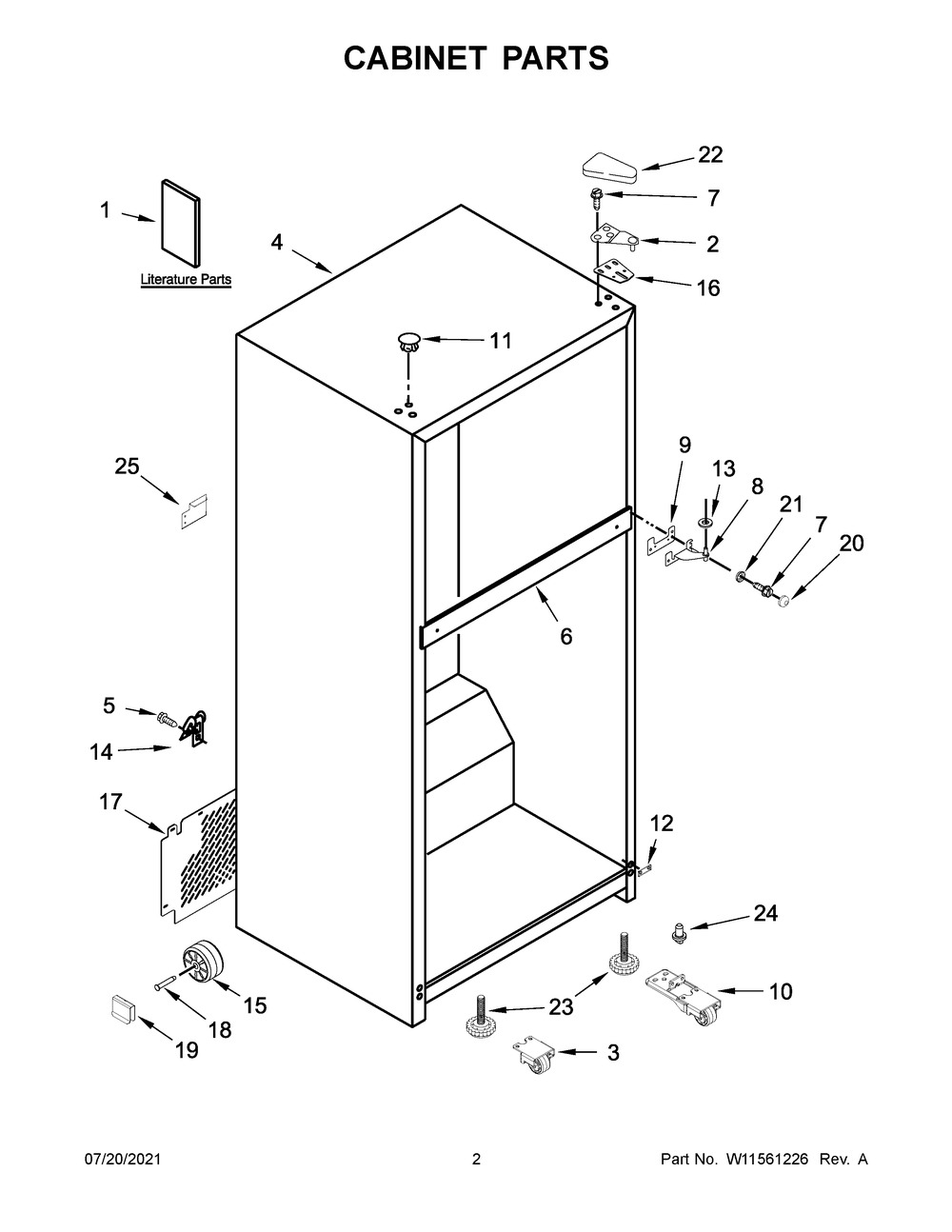 Cabinet Parts Diagram and Parts List for WRT108FFDM00  Whirlpool Refrigerator