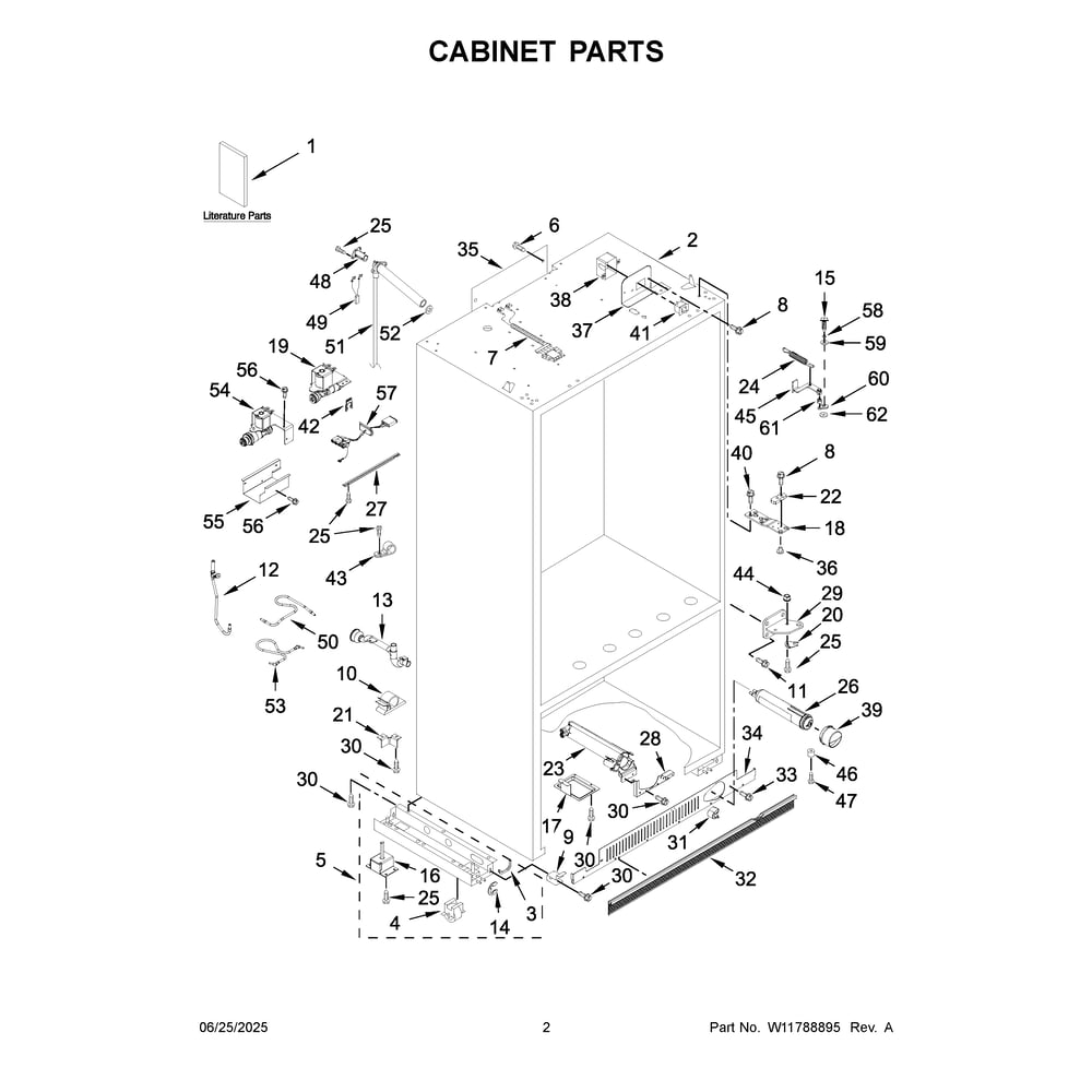 Cabinet Parts Diagram and Parts List for KBFN506EPA06  KitchenAid Refrigerator
