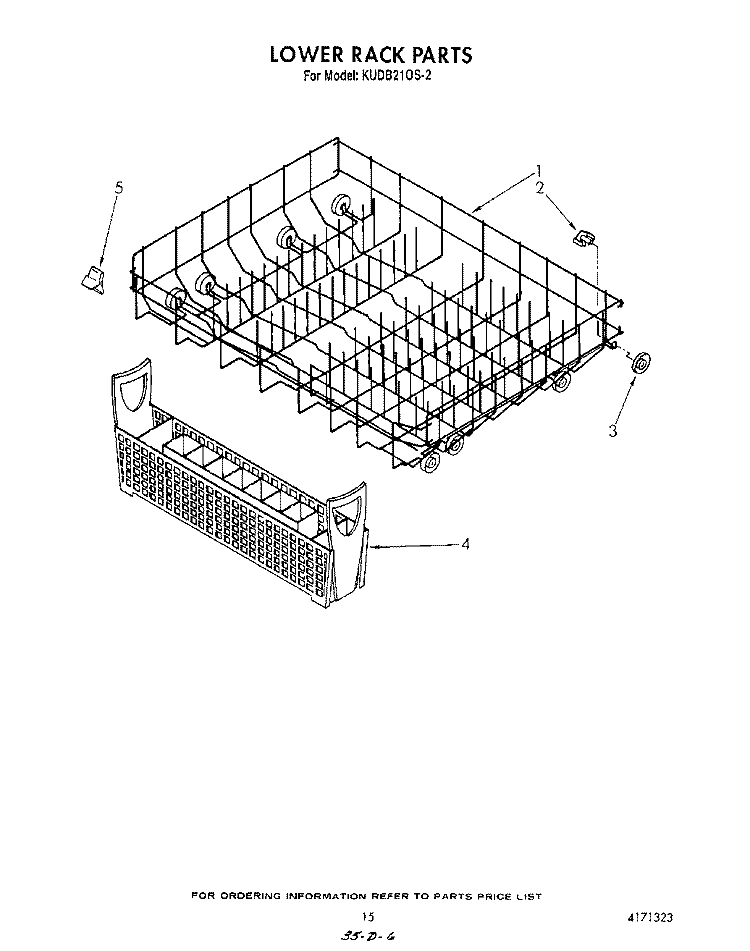 LOWER RACK Diagram and Parts List for KUDB210S2  KitchenAid Dishwasher
