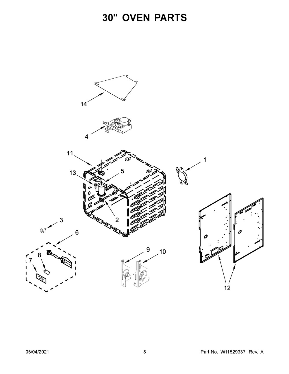 30 Inch Oven Parts Diagram and Parts List for JDRP848HL01  Whirlpool Range