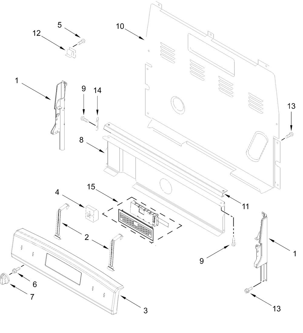 Control Panel Parts Diagram and Parts List for VREW3162RW0  Whirlpool Range