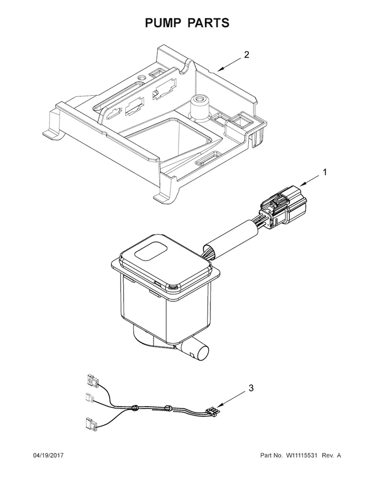 Pump Parts Diagram and Parts List for KUIS18PNZW2  KitchenAid Ice Maker