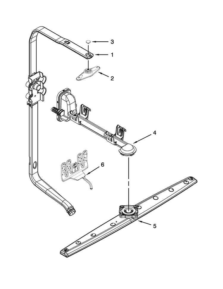 Upper Wash And Rinse Parts Diagram and Parts List for WDF730PAYW6  Whirlpool Dishwasher