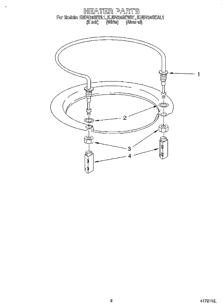 HEATER Diagram and Parts List for KUDV24SEWH1  KitchenAid Dishwasher