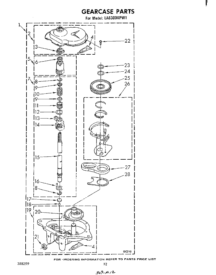 GEARCASE Diagram and Parts List for LA6300XPW1  Whirlpool Washer