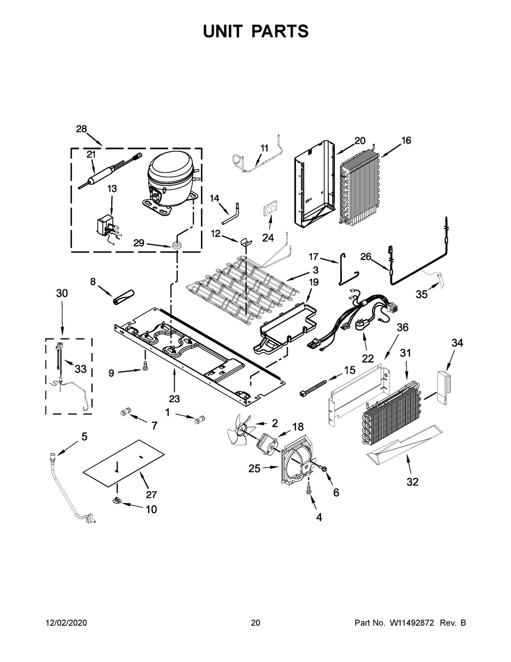 Unit Parts Diagram and Parts List for KRSC703HPS01  Whirlpool Refrigerator