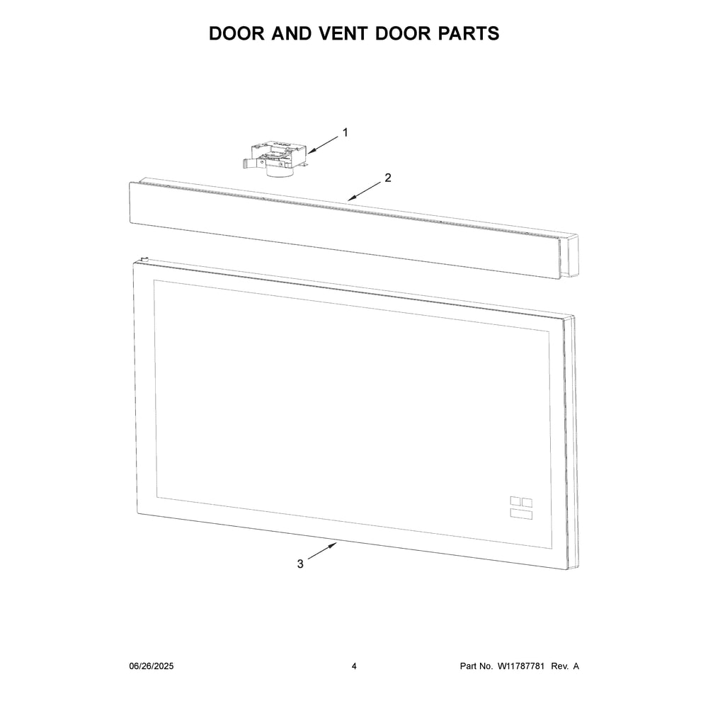 Door And Vent Door Parts Diagram and Parts List for KMMF330PSS01  KitchenAid Microwave