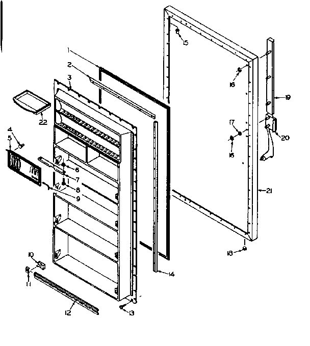 Door Parts Diagram and Parts List for 106W15ML  Kenmore Refrigerator