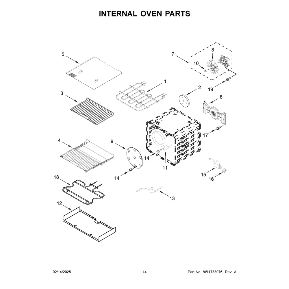 Internal Oven Parts Diagram and Parts List for KFDC506JMB03  KitchenAid Range
