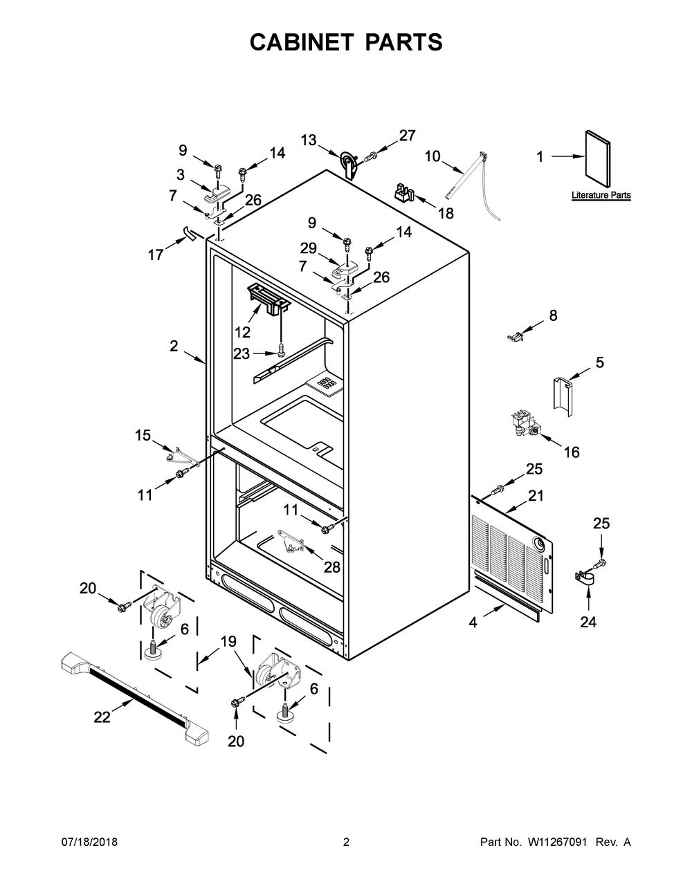 Cabinet Parts Diagram and Parts List for WRF535SWHZ01  Whirlpool Refrigerator
