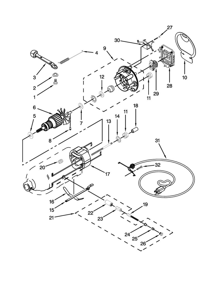 Motor And Control Unit Parts Diagram and Parts List for KSM88RBQCB0  KitchenAid Mixer