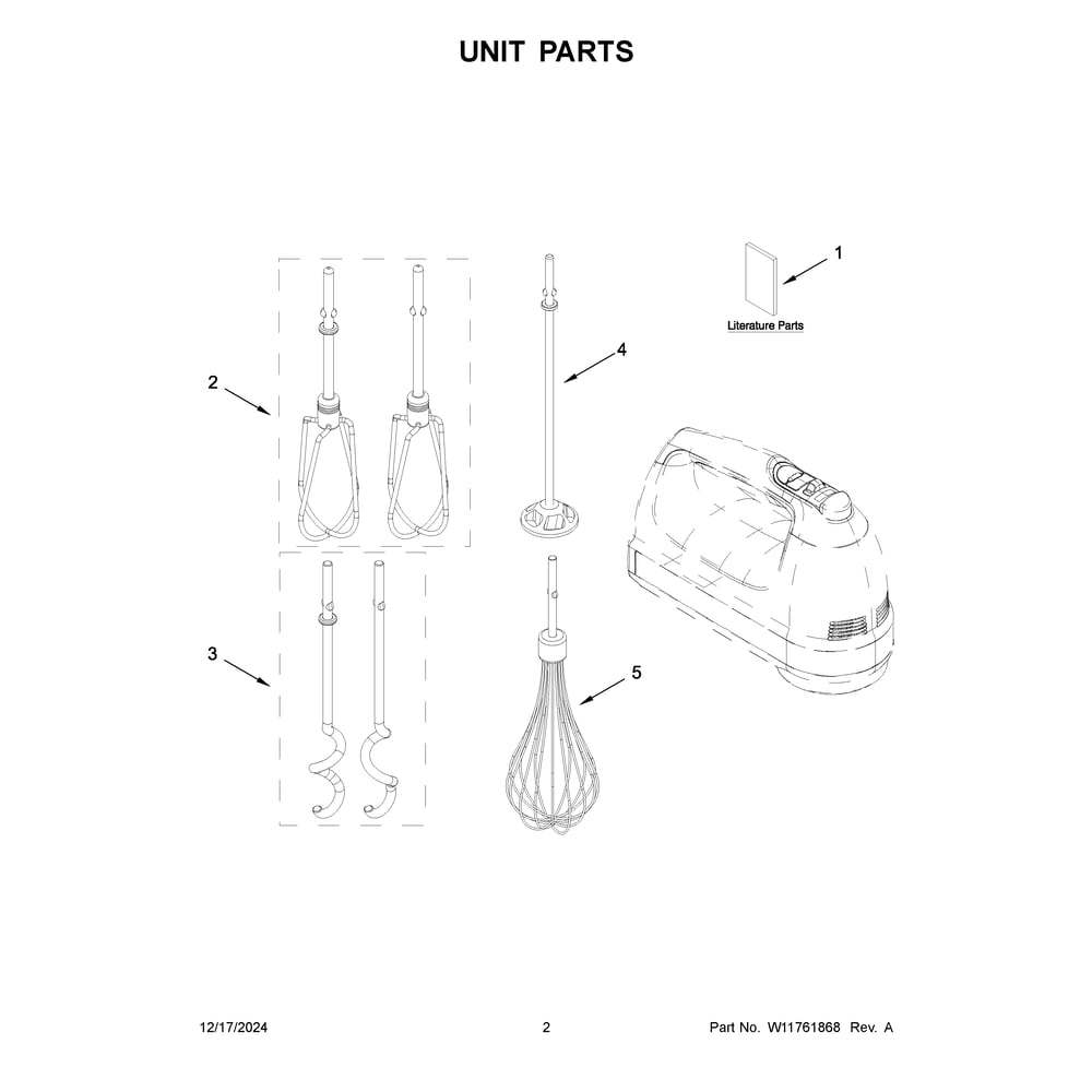 Unit Parts Diagram and Parts List for 5KHM9212EER1  KitchenAid Mixer