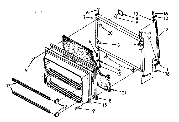Freezer Door Diagram and Parts List for ET20AKXSN01  Whirlpool Refrigerator