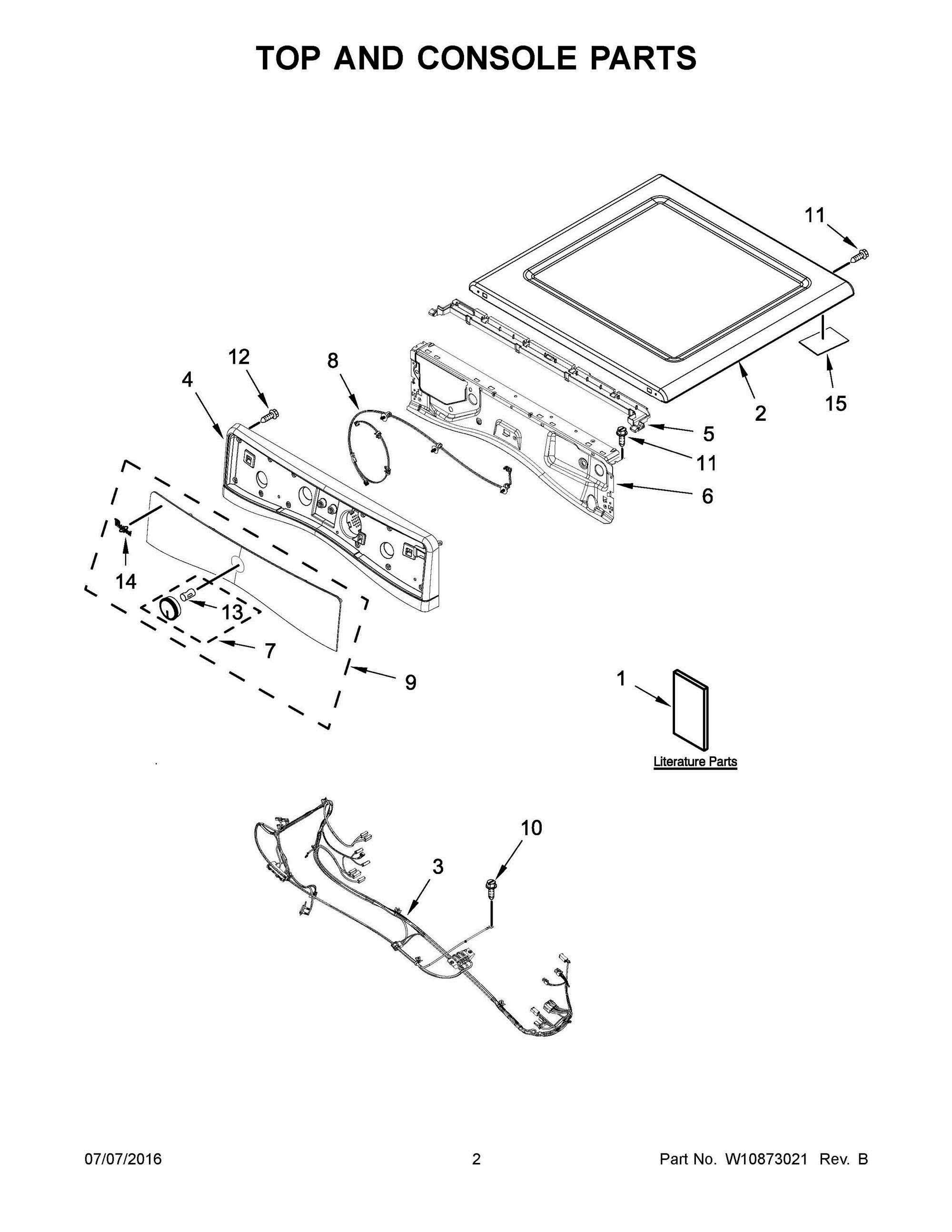 02 - TOP AND CONSOLE PARTS Diagram and Parts List for YWED92HEFBD0  Whirlpool Dryer
