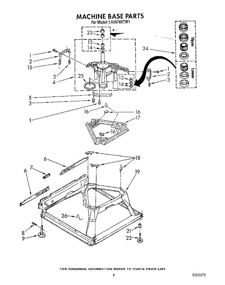 MACHINE BASE Diagram and Parts List for LA5578XTN1  Whirlpool Washer