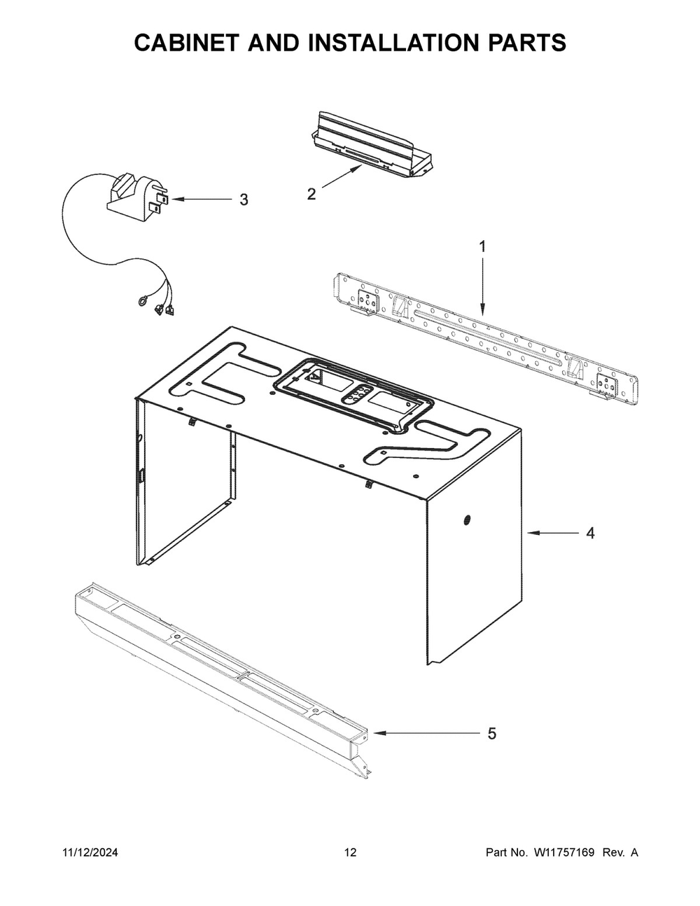 07 - Cabinet And Installation Parts Diagram and Parts List for WMH31017HB09  Whirlpool Microwave