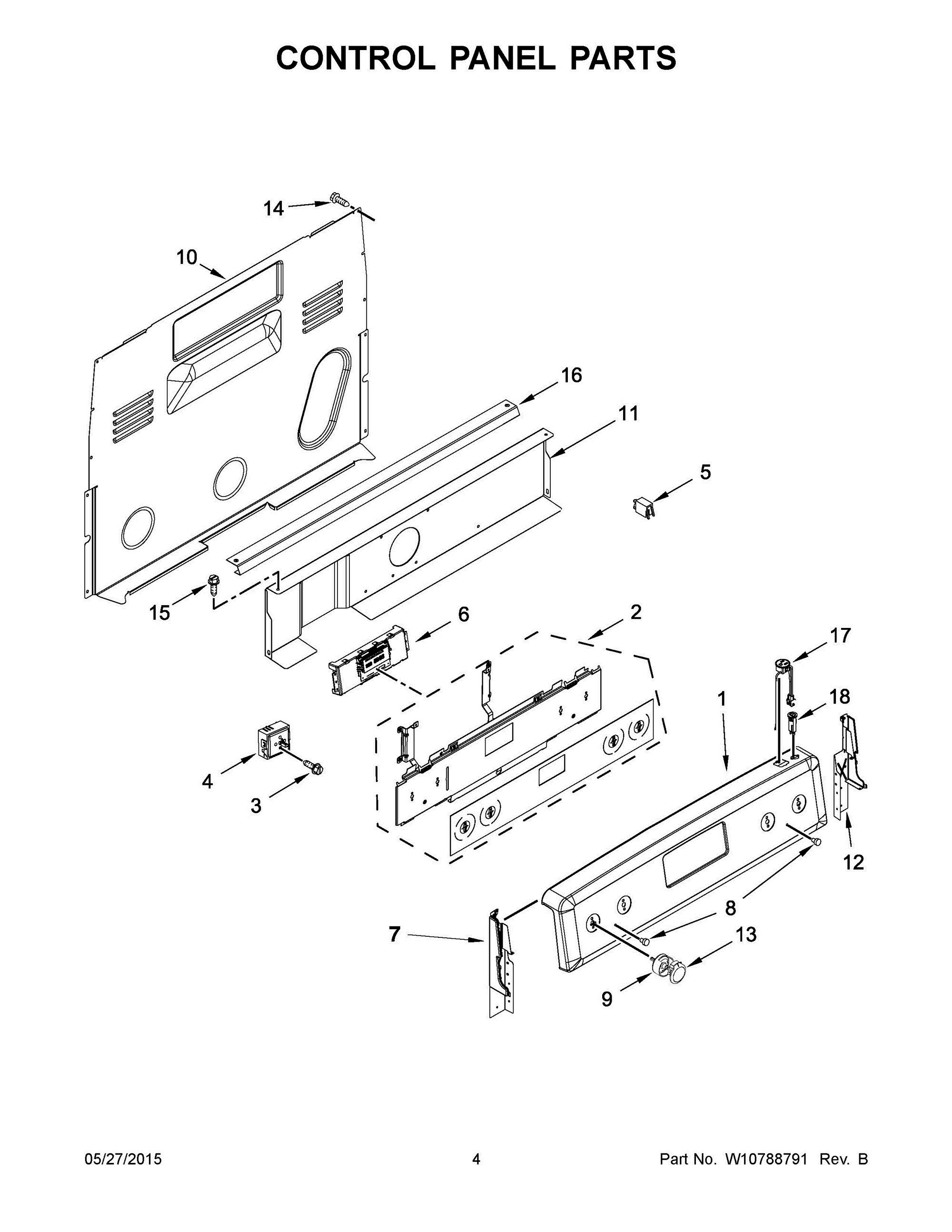 03 - CONTROL PANEL PARTS Diagram and Parts List for YKFEG500EBL0  Whirlpool Range