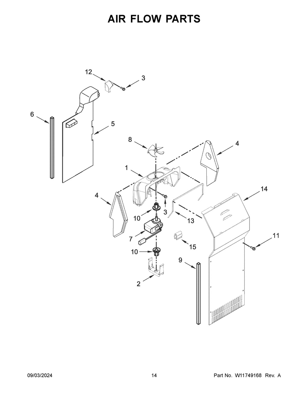 08 - Air Flow Parts Diagram and Parts List for WRS312SNHW07  Whirlpool Refrigerator