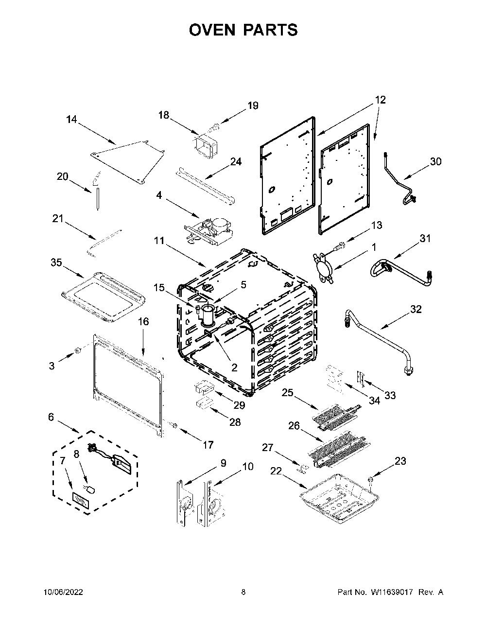 Oven Parts Diagram and Parts List for KFGC506JMB05  KitchenAid Range