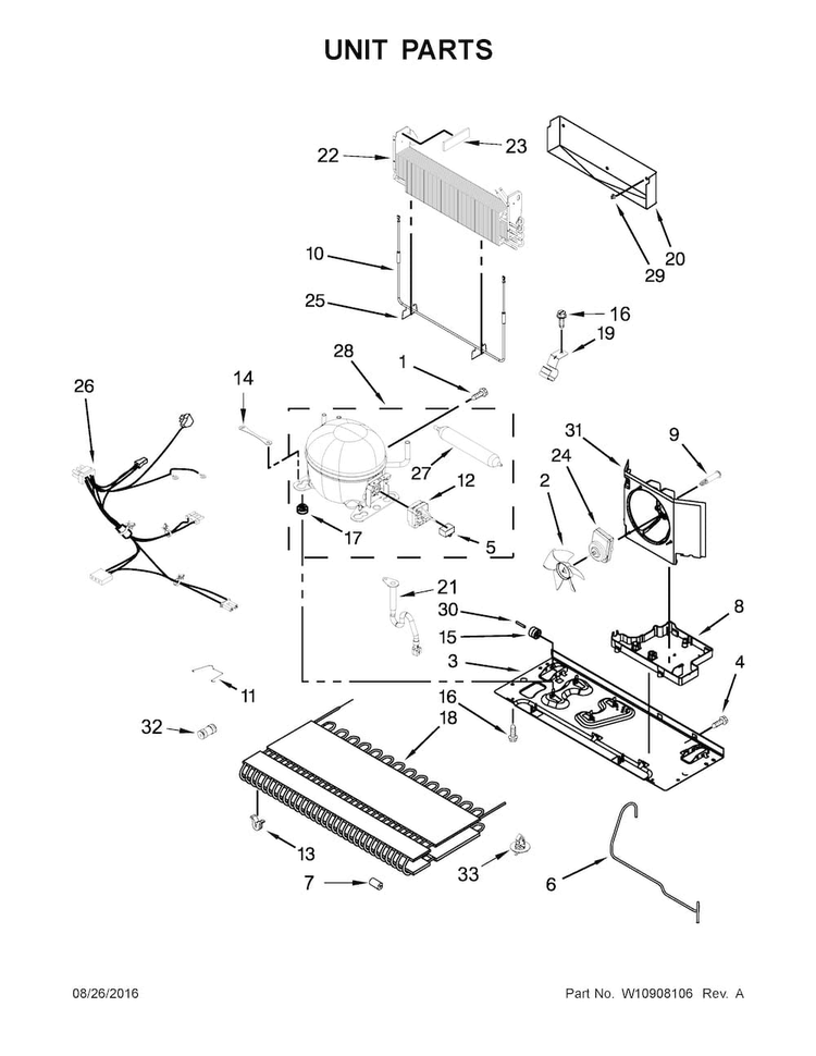 Unit Parts Diagram and Parts List for WRF555SDFZ01  Whirlpool Refrigerator