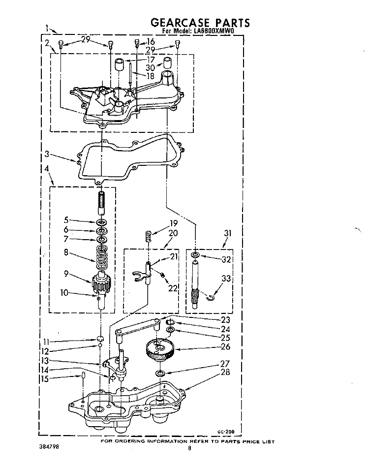 GEAR CASE Diagram and Parts List for LA6800XMW0  Whirlpool Washer