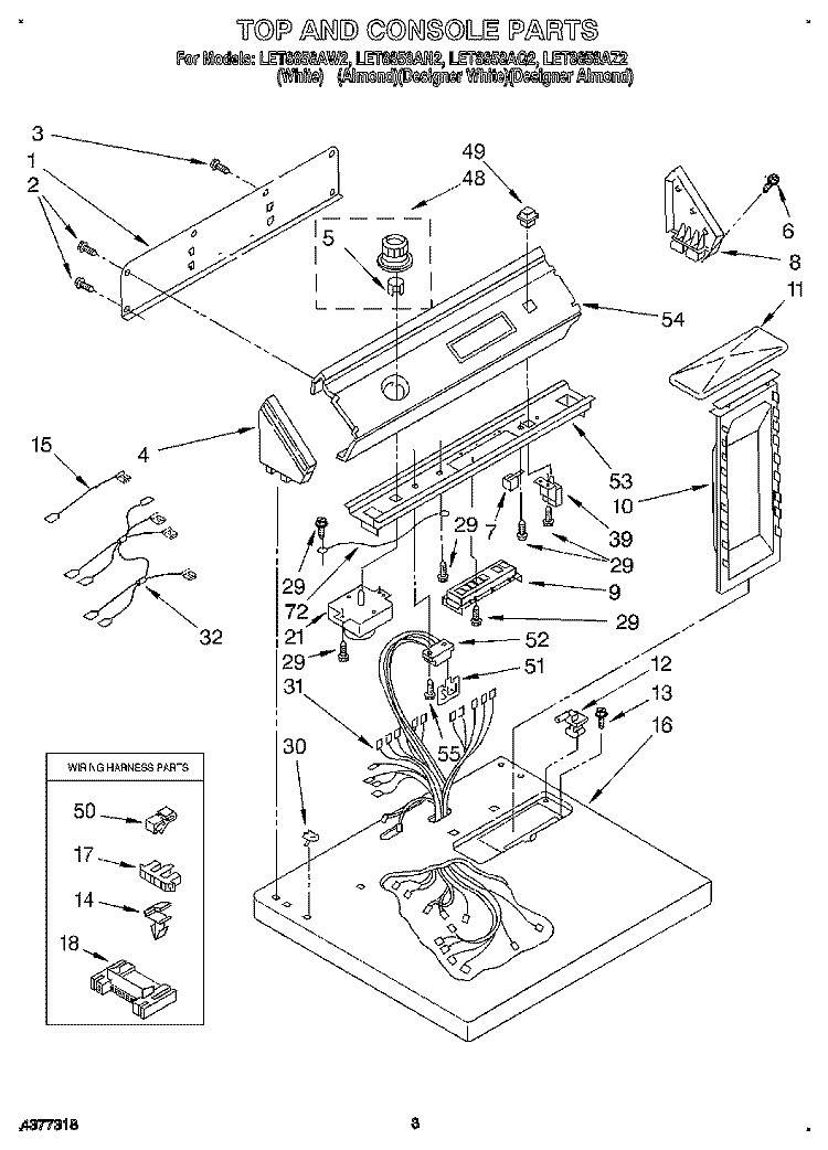 SECTION Diagram and Parts List for LET8858AQ2  Whirlpool Dryer