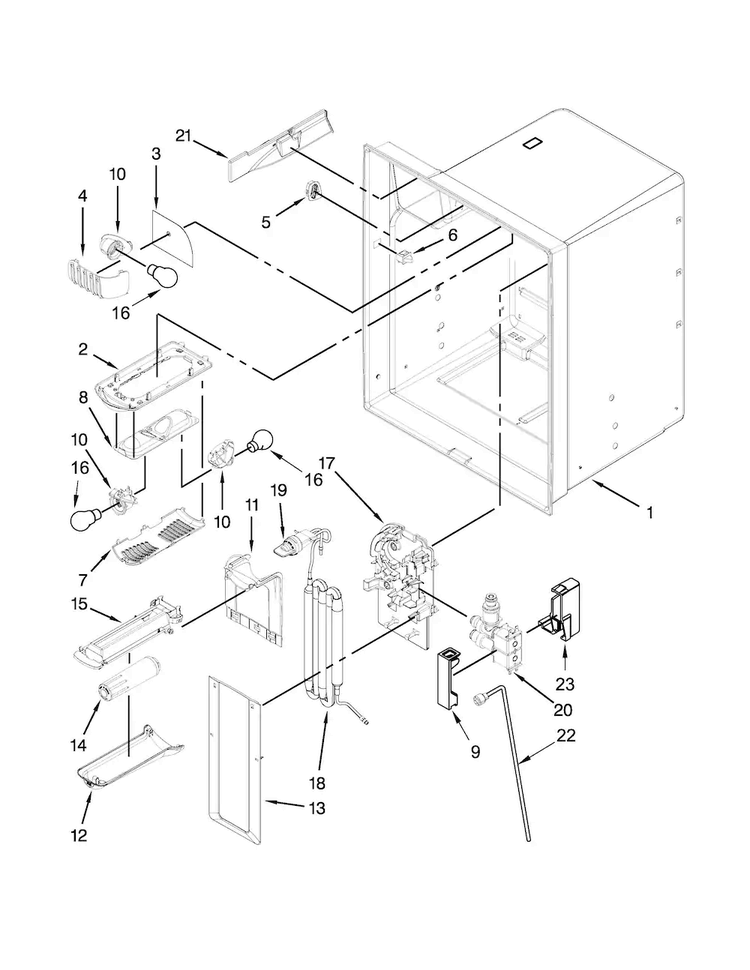 Refrigerator Liner Parts Diagram and Parts List for KRFC400EWH01  KitchenAid Refrigerator