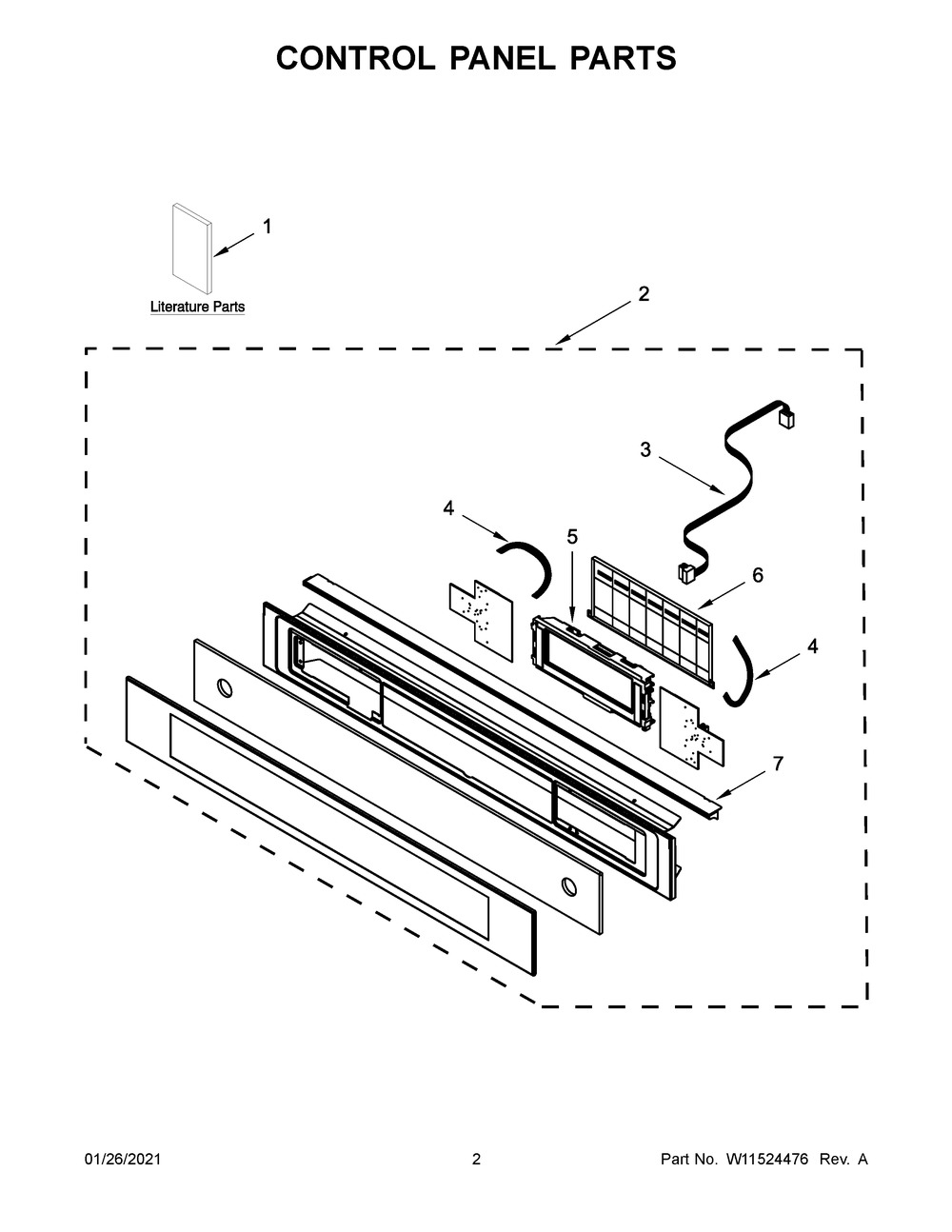 Control Panel Parts Diagram and Parts List for JMC6224HL0  Whirlpool Microwave
