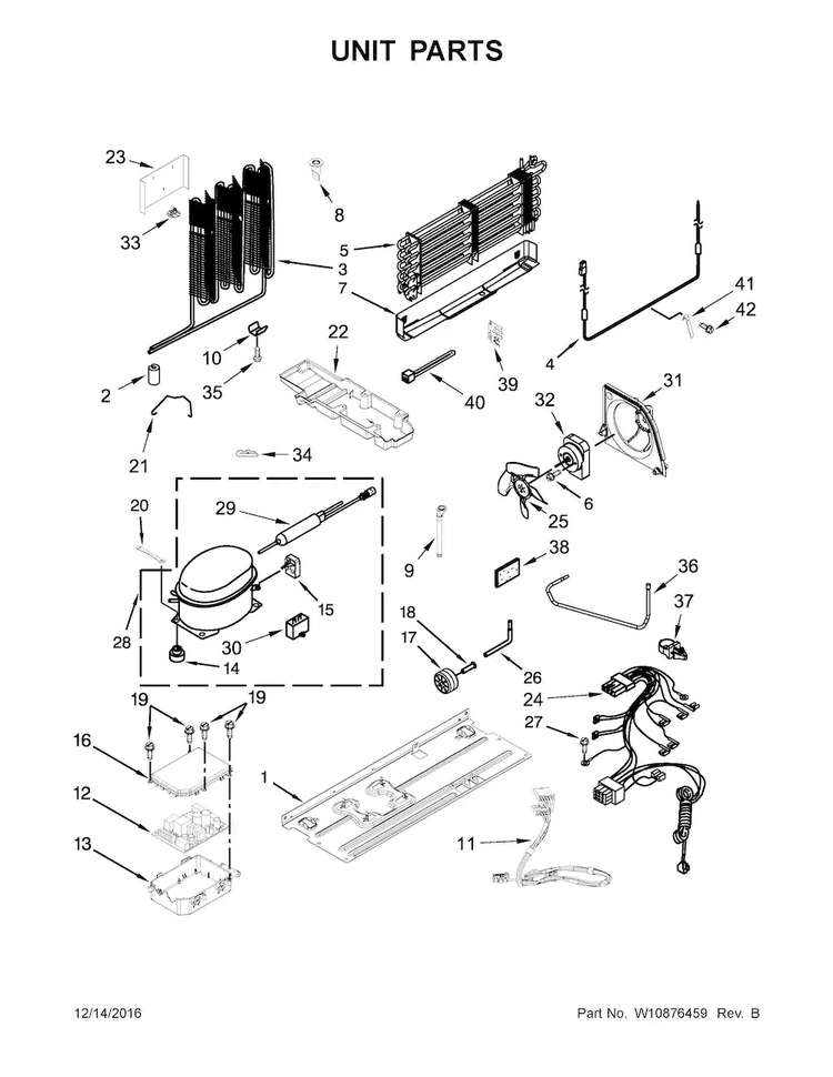 Unit Parts Diagram and Parts List for WRF560SMYB05  Whirlpool Refrigerator