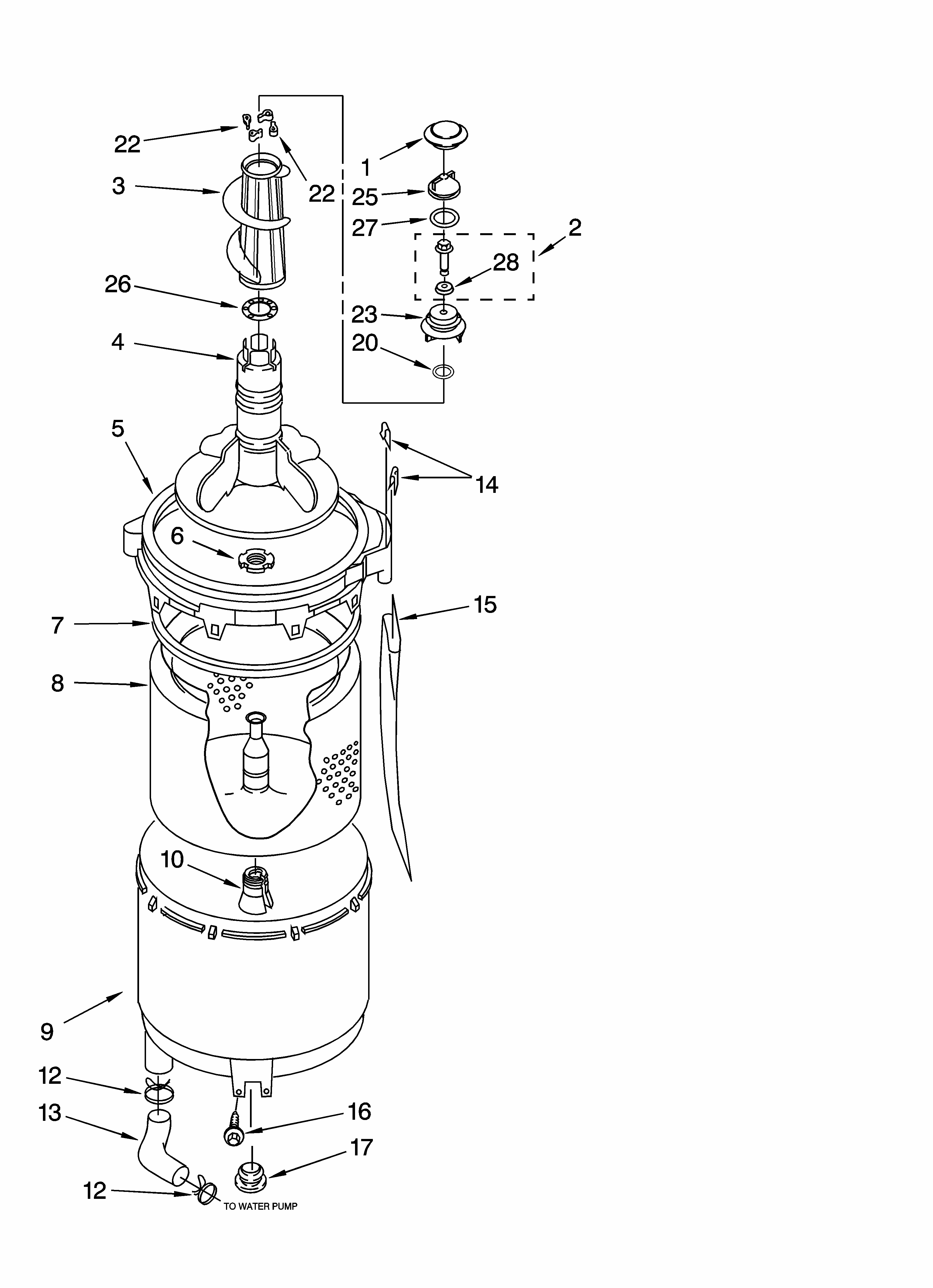 Tub And Basket Parts Diagram and Parts List for 11098752794  Kenmore Washer Dryer Combo