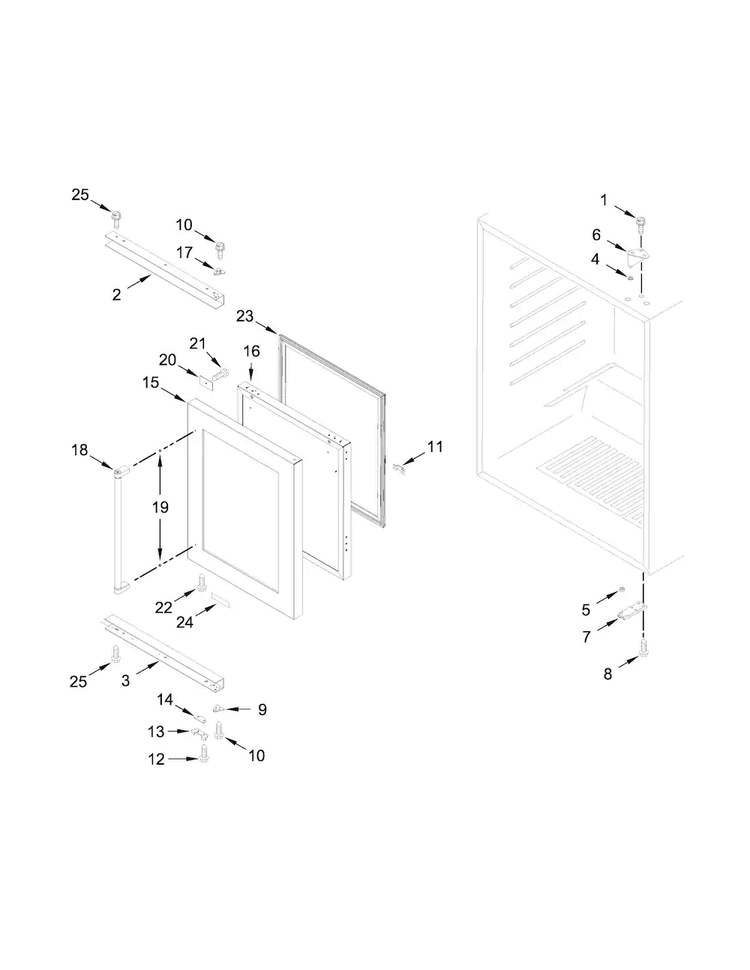Door Parts Diagram and Parts List for KURR204ESB00  KitchenAid Refrigerator