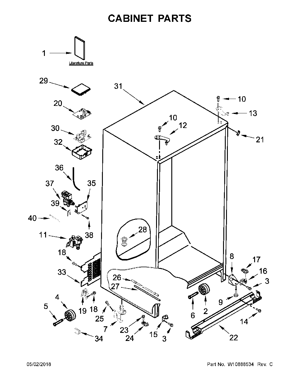 Cabinet parts Diagram and Parts List for 10651762511  Kenmore Refrigerator