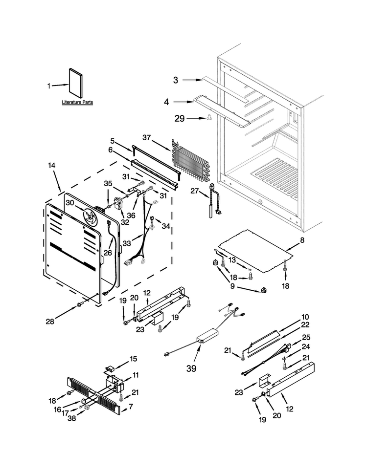 Cabinet Parts Diagram and Parts List for KUWR304CSS00  KitchenAid Cooler