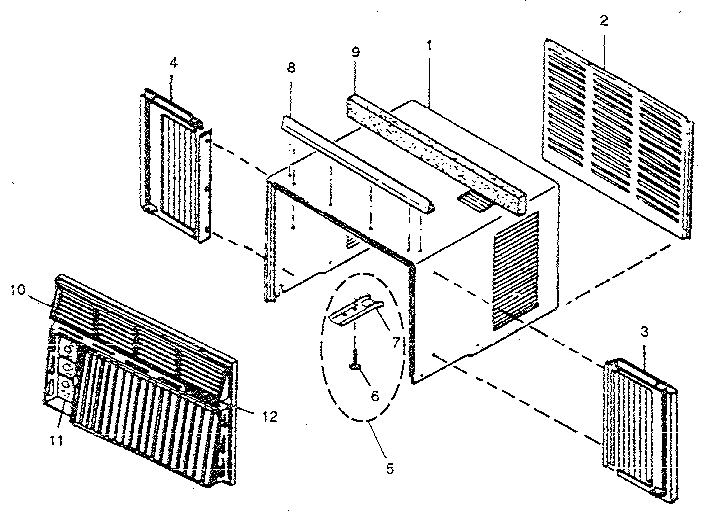 Cabinet Diagram and Parts List for 4848701230  Kenmore Air Conditioner
