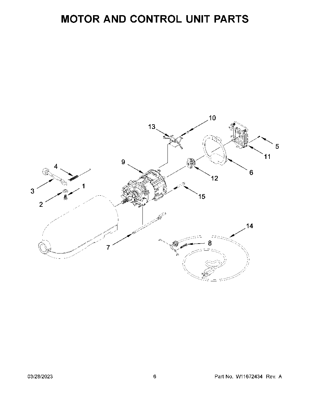 Motor And Control Unit Parts Diagram and Parts List for K45SSWH5  KitchenAid Mixer