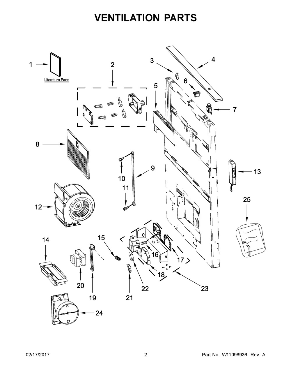 Ventilation Parts Diagram and Parts List for KXD4630YSS3  Whirlpool Range Hood