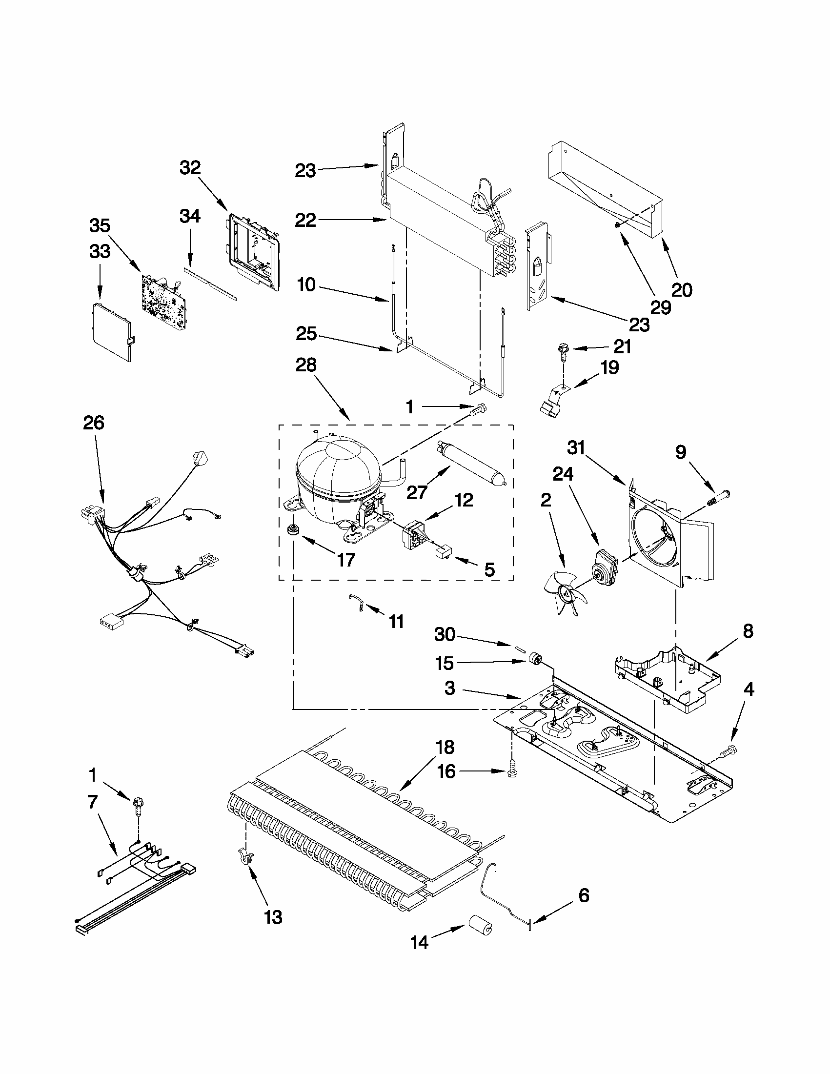 Unit Parts Diagram and Parts List for 59679322013  Kenmore Refrigerator